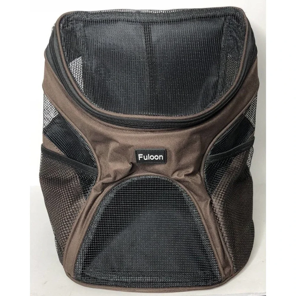 NEW‎ Fuloon Small Brown Pet Backpack Vented Carrier with Adjustable Straps